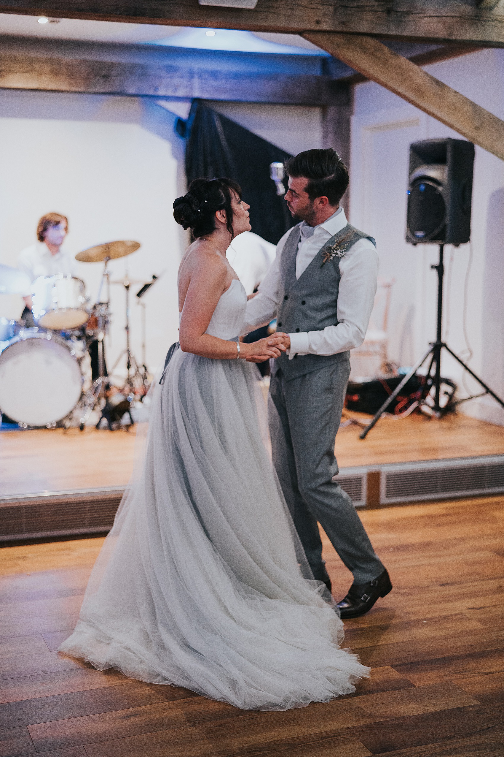 50 Grey tulle wedding dress Suzanne Neville