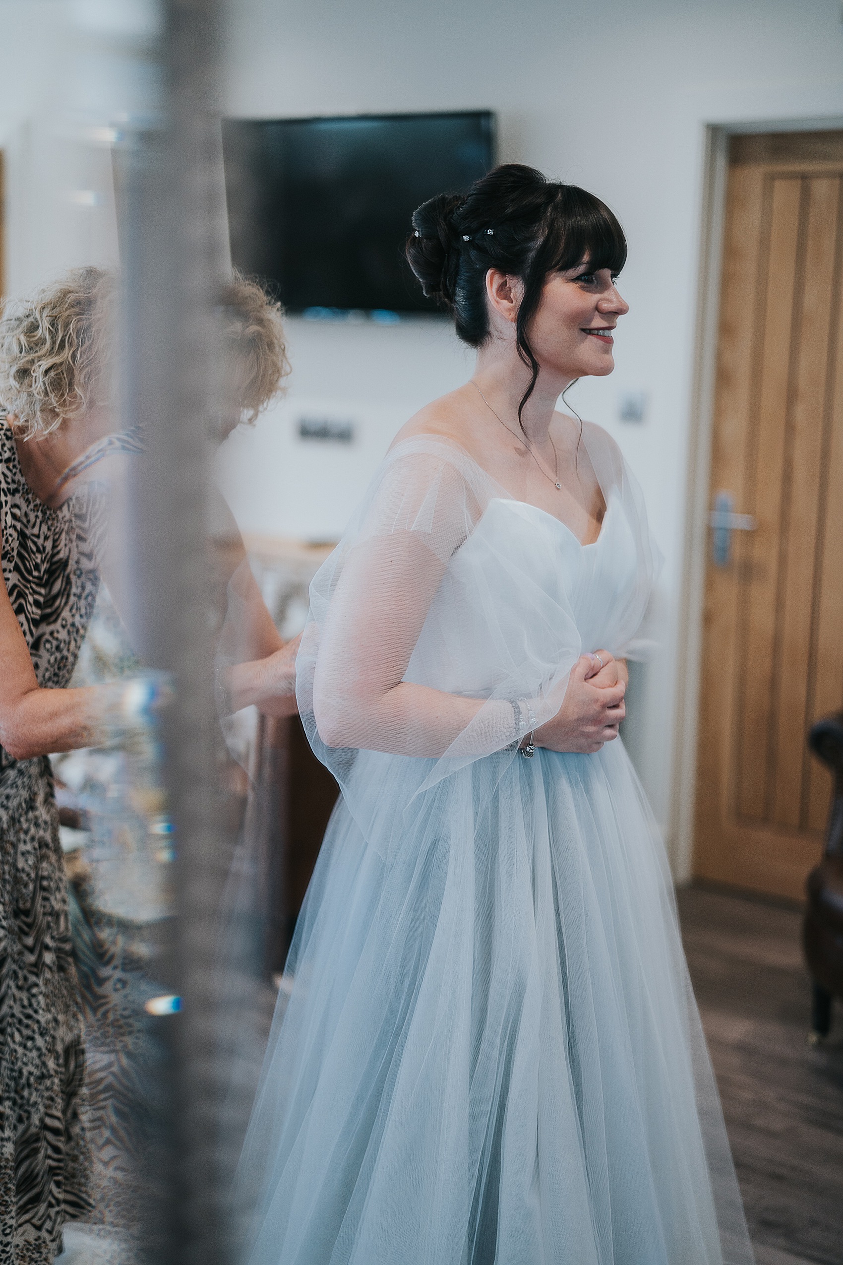 8 Grey tulle wedding dress Suzanne Neville