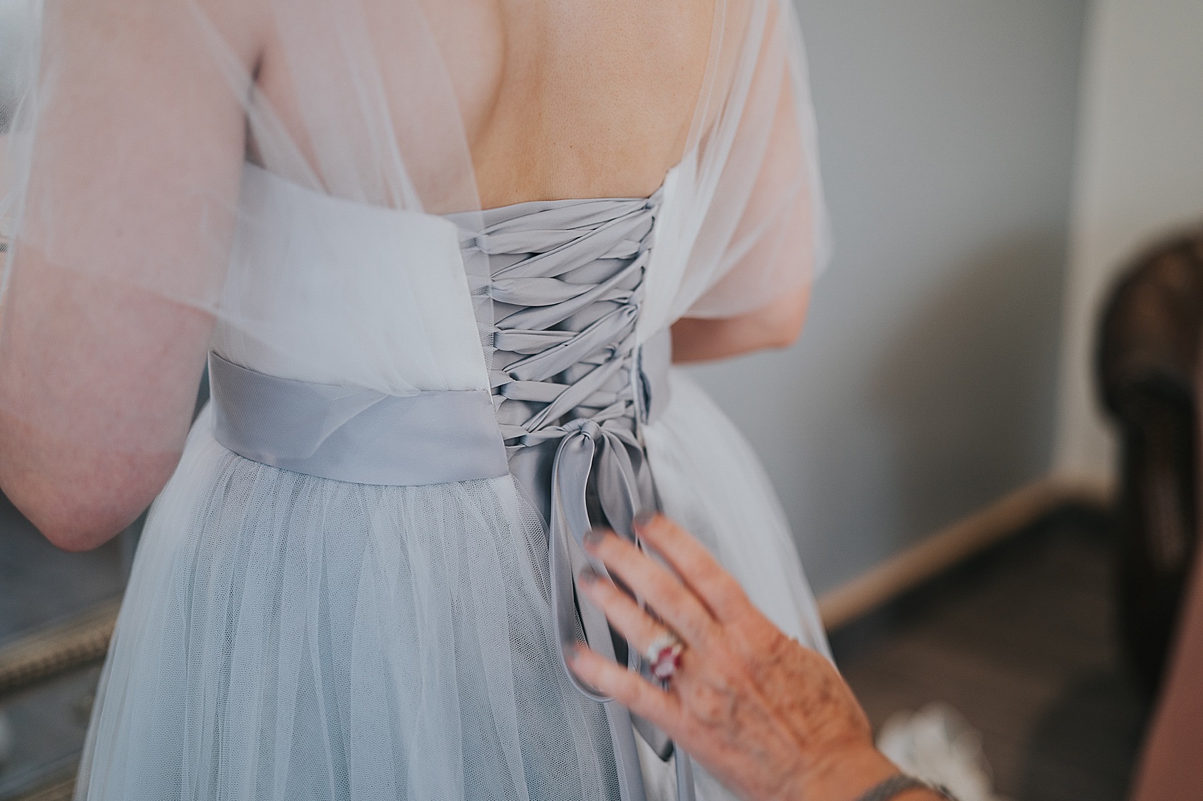 9 Grey tulle wedding dress Suzanne Neville