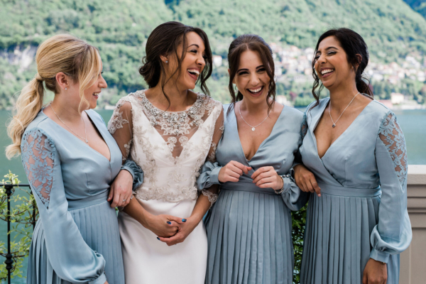 A Stephanie Allin Dress + Sophia Webster Butterfly Shoes for a Romantic & Multicultural Wedding on Lake Como
