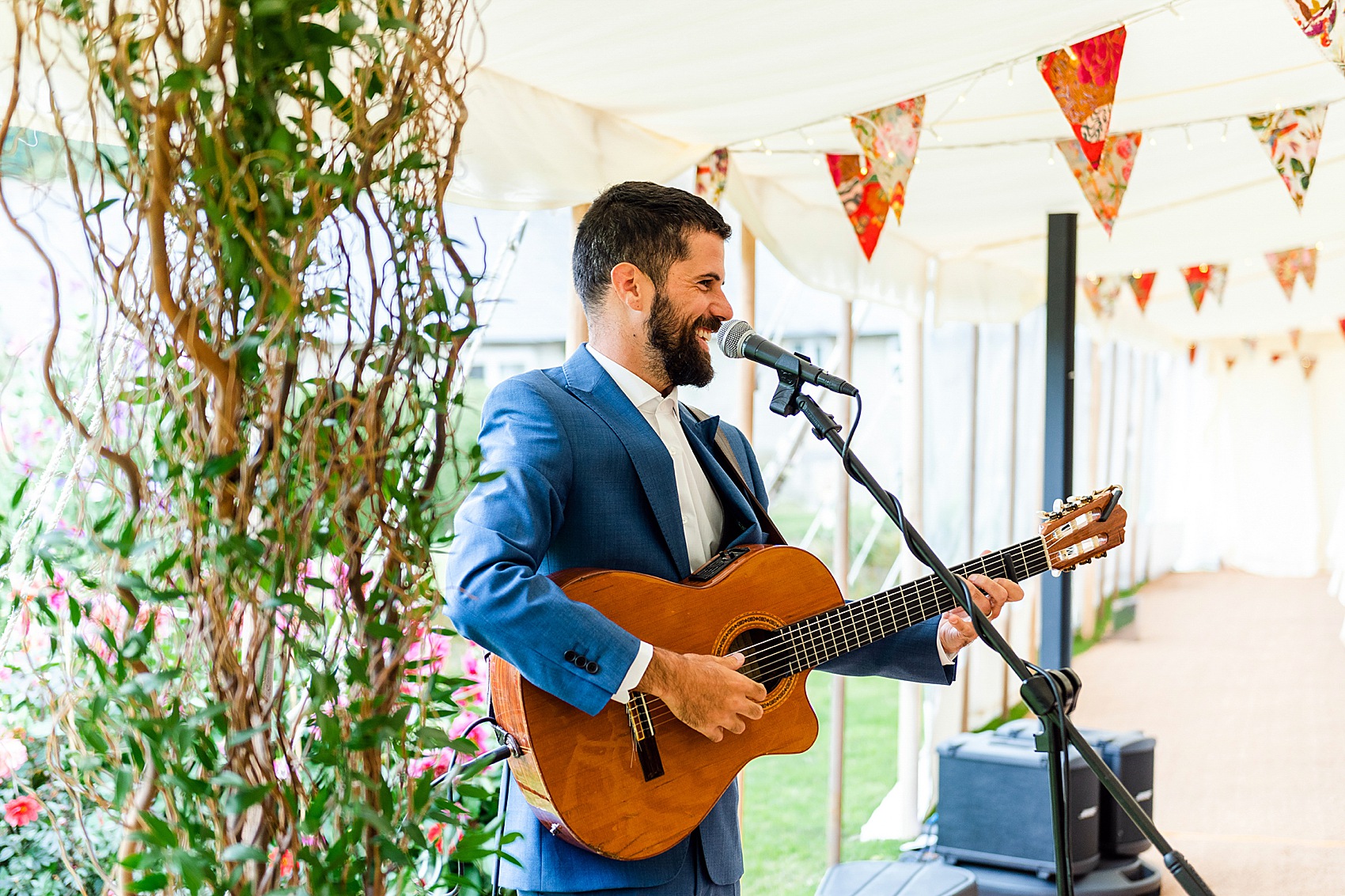 Floral dress marquee wedding Wiltshire 14