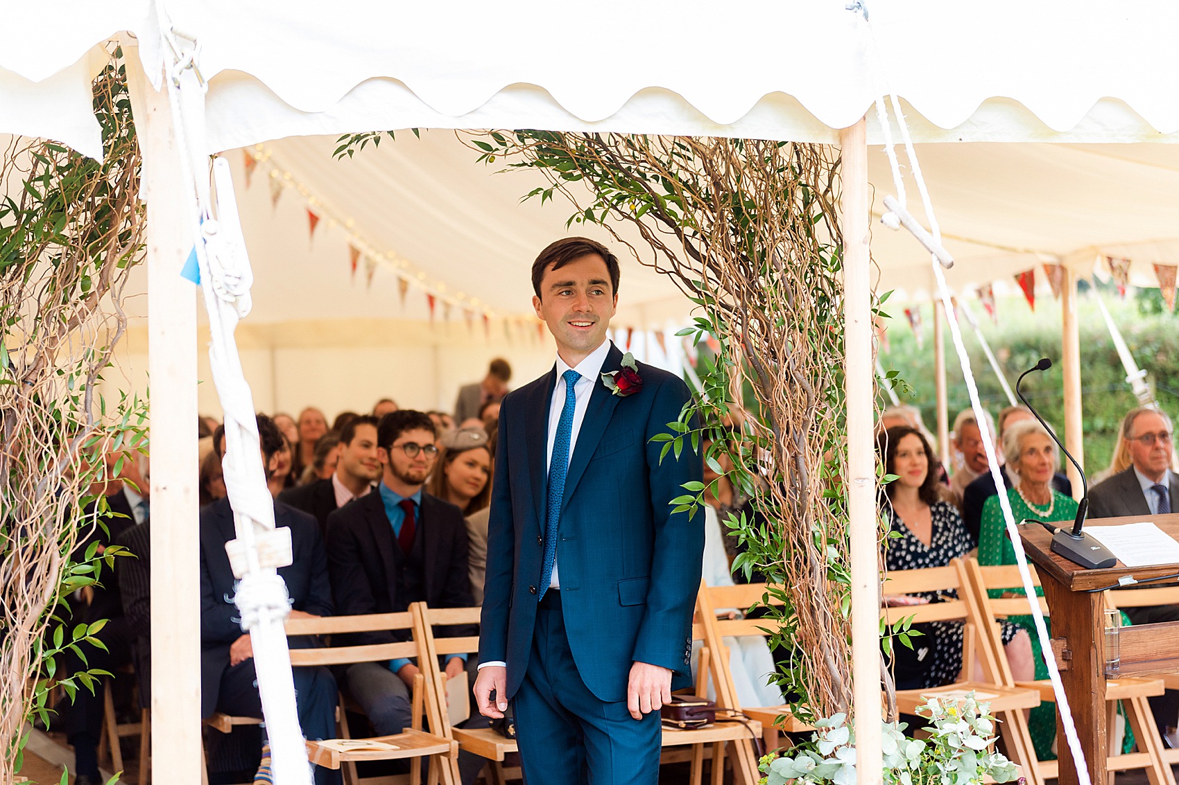 Floral dress marquee wedding Wiltshire 16