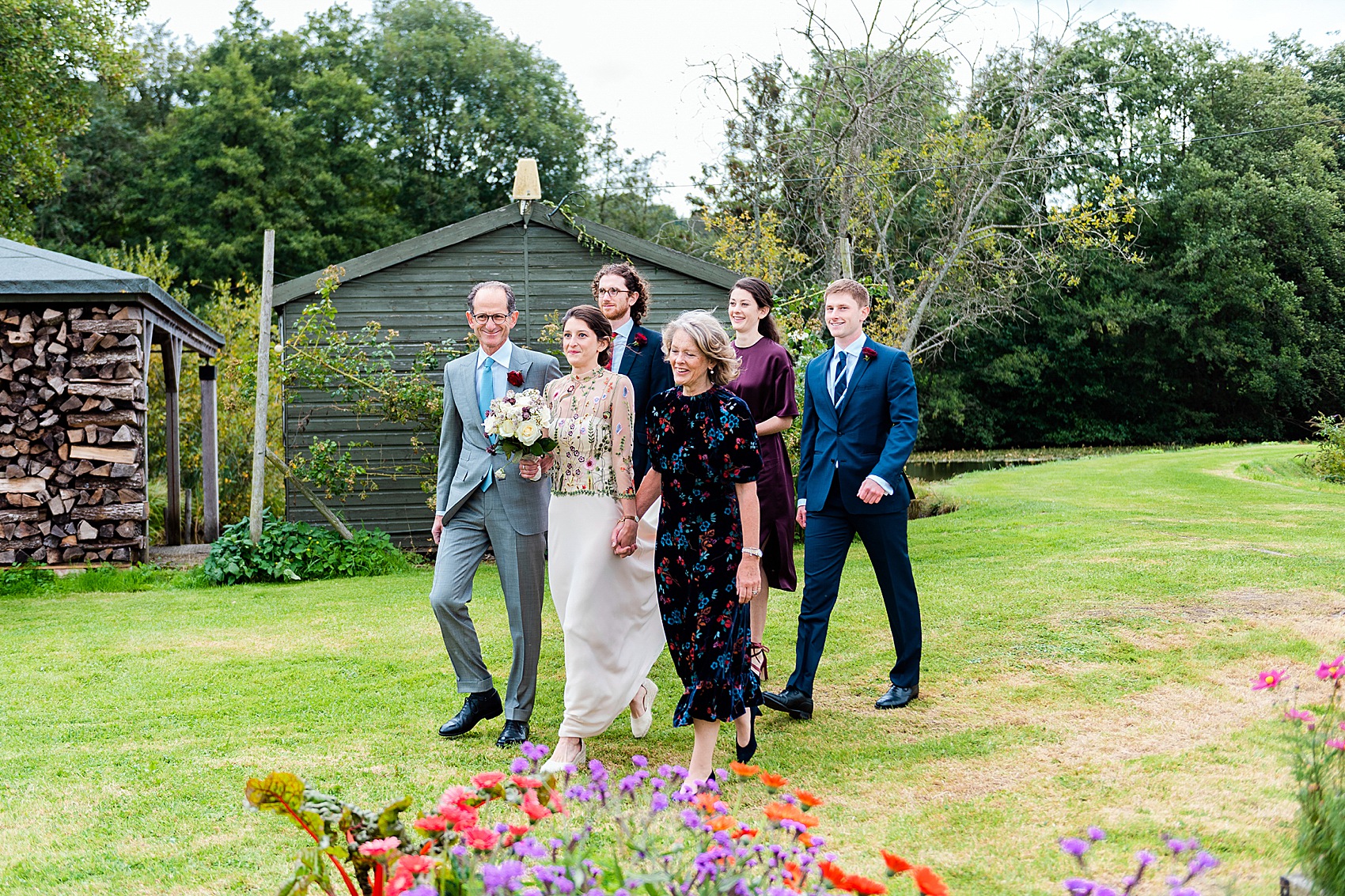 Floral dress marquee wedding Wiltshire 17