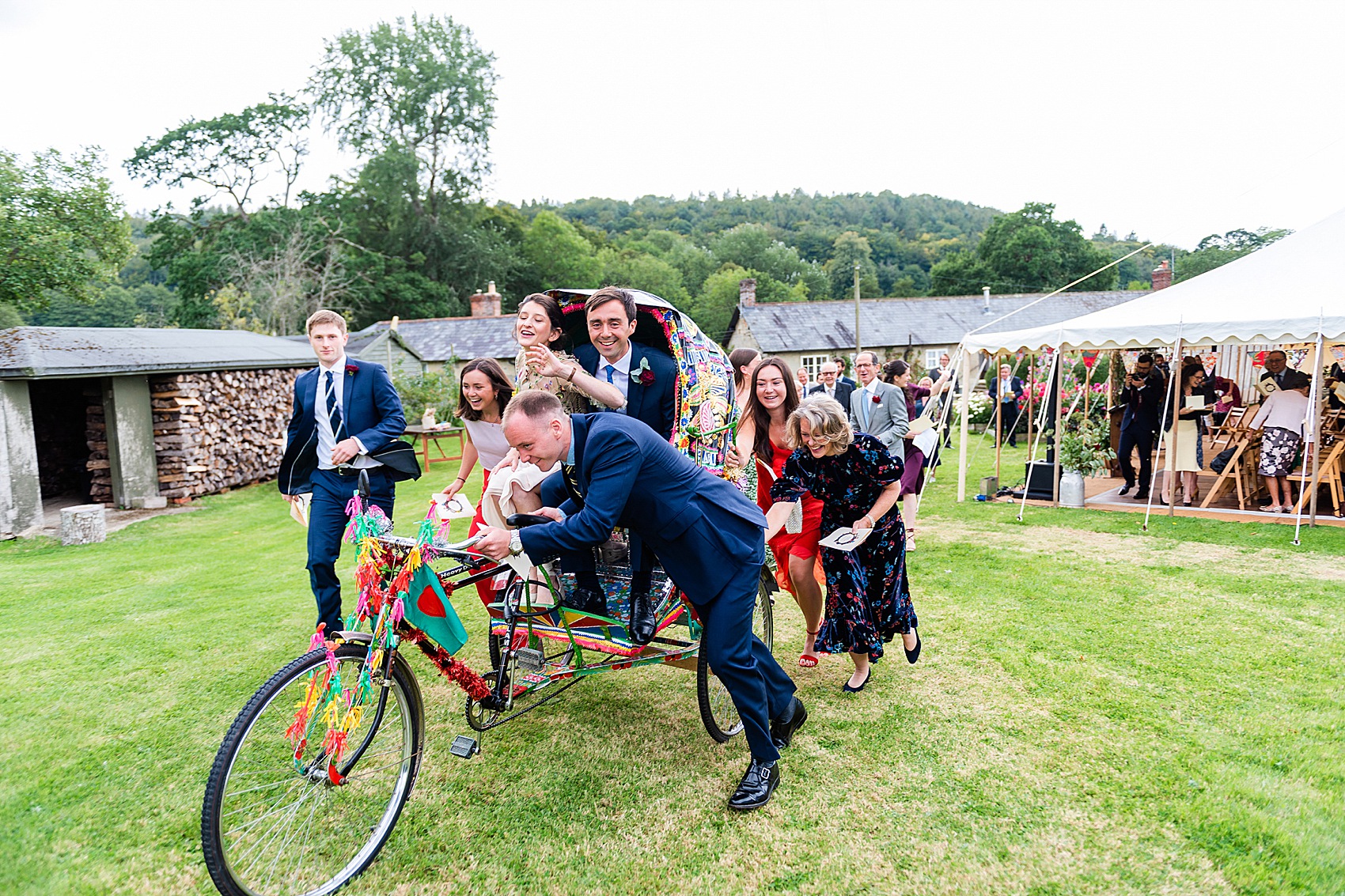 Floral dress marquee wedding Wiltshire 23