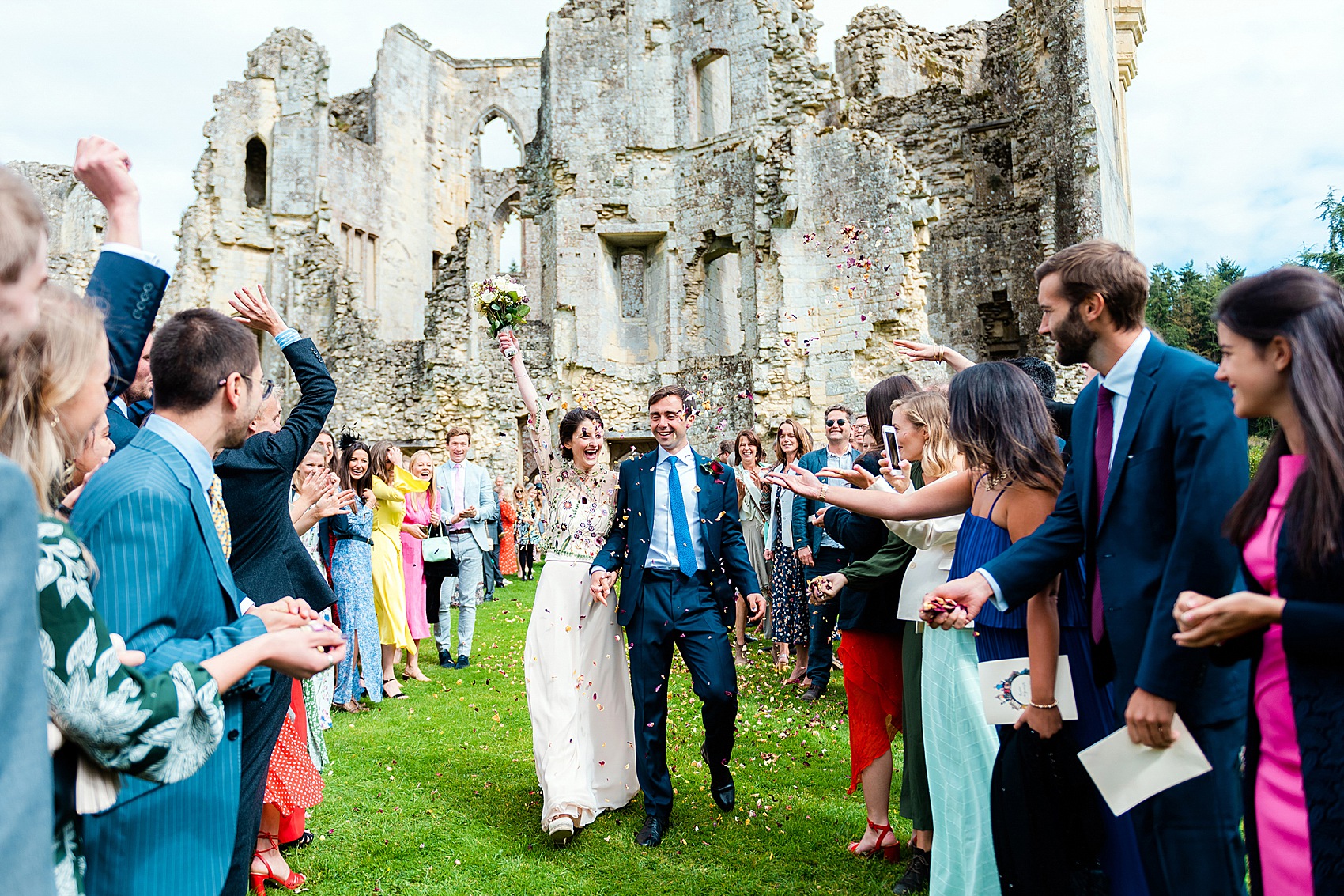 Floral dress marquee wedding Wiltshire 32