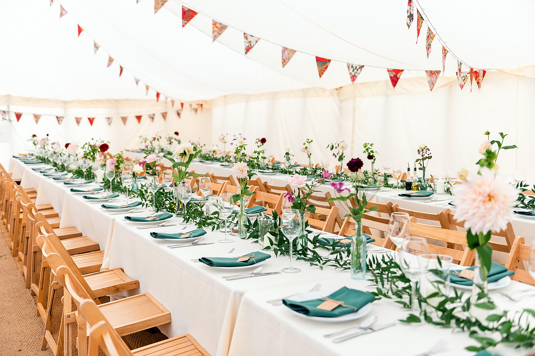 Floral dress marquee wedding Wiltshire 36