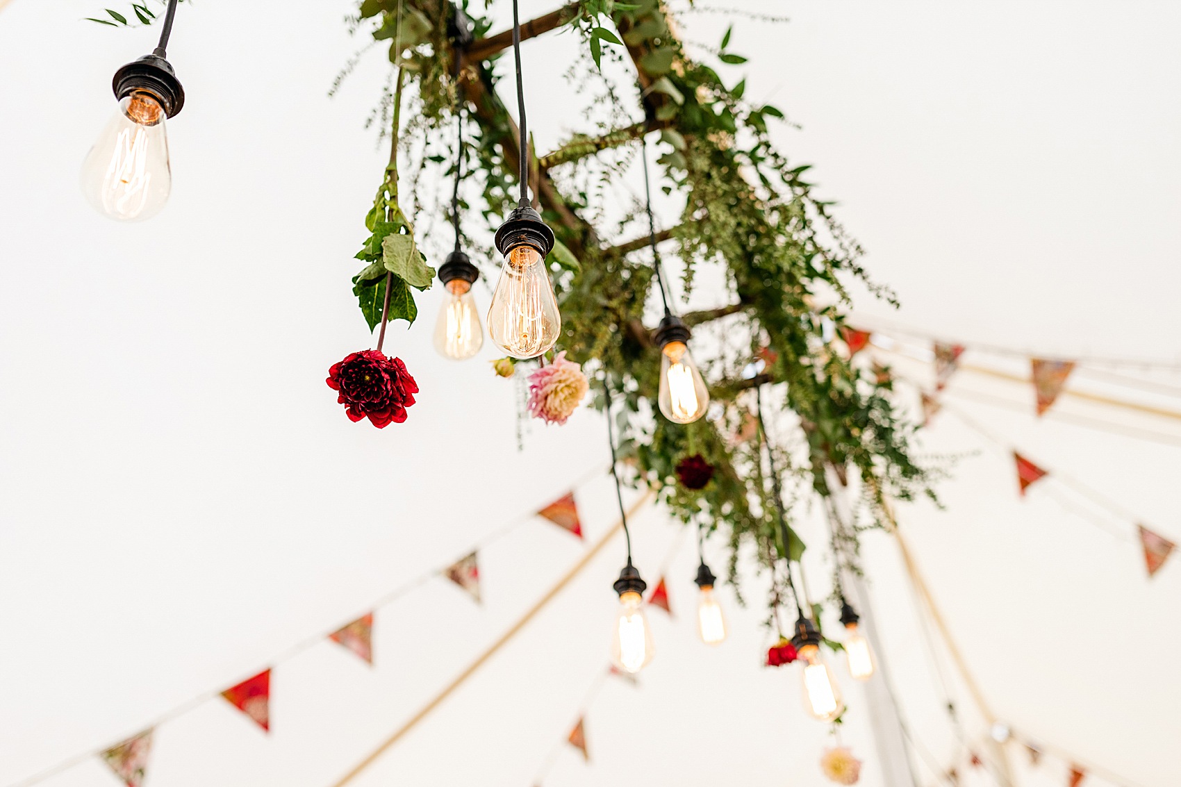 Floral dress marquee wedding Wiltshire 38