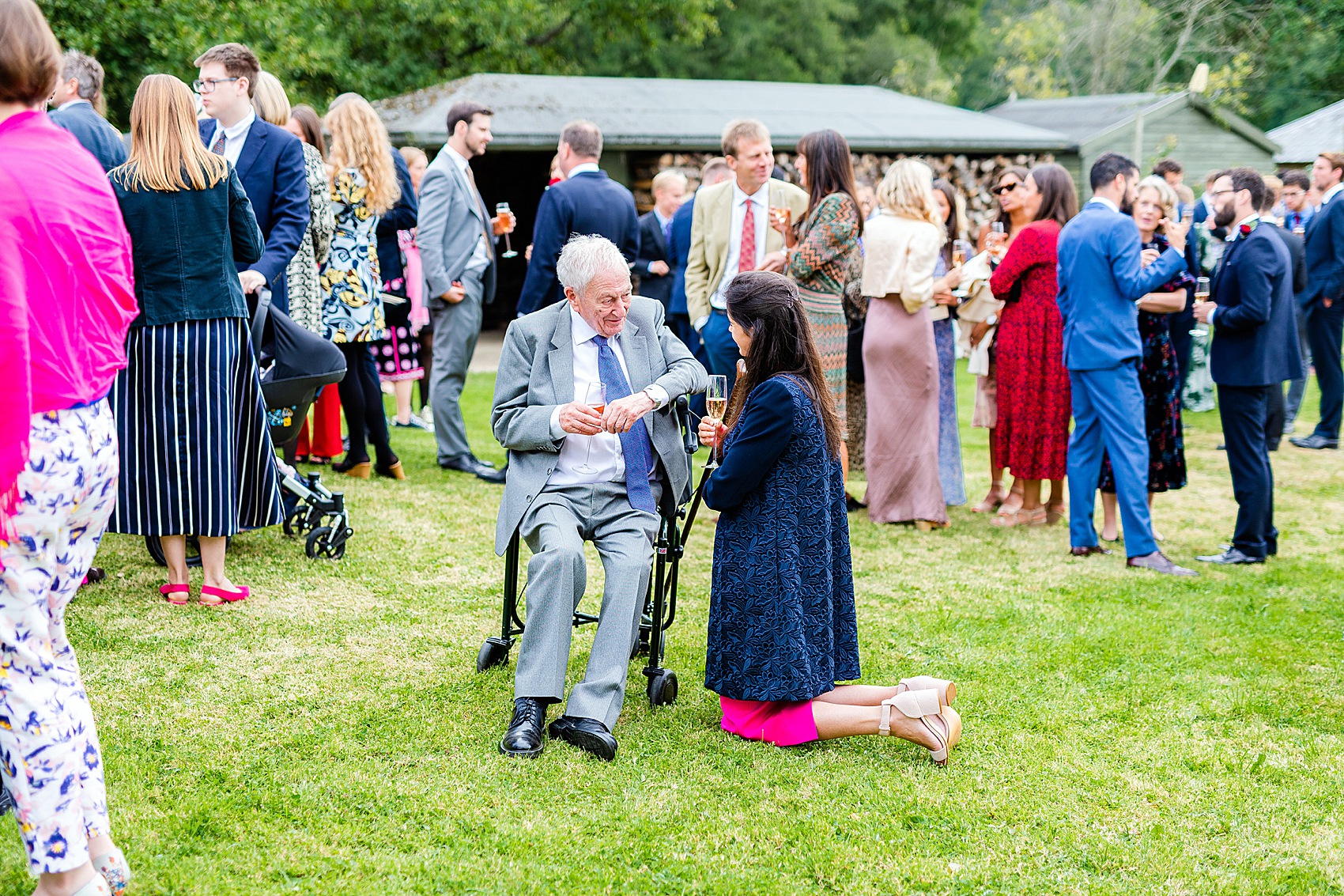 Floral dress marquee wedding Wiltshire 43