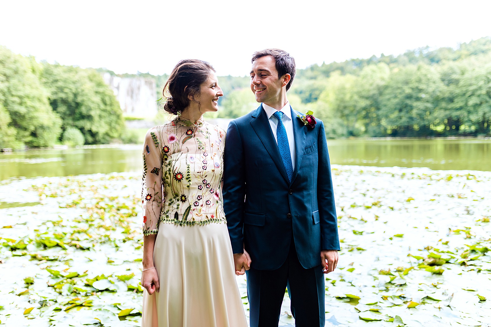 Floral dress marquee wedding Wiltshire 45