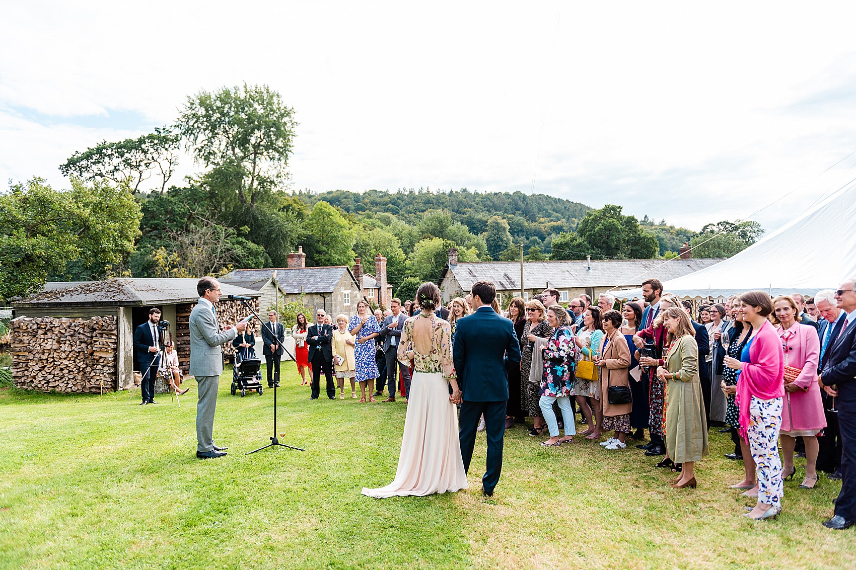 Floral dress marquee wedding Wiltshire 46