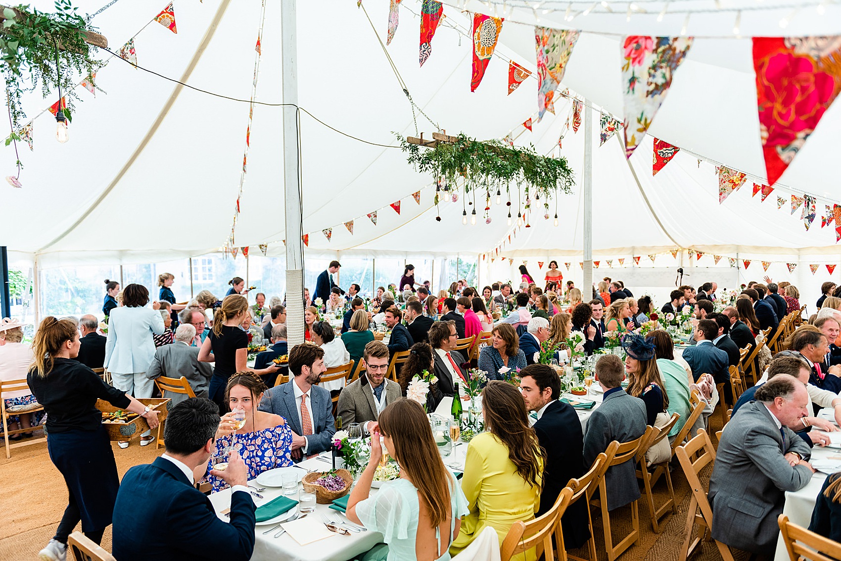 Floral dress marquee wedding Wiltshire 47