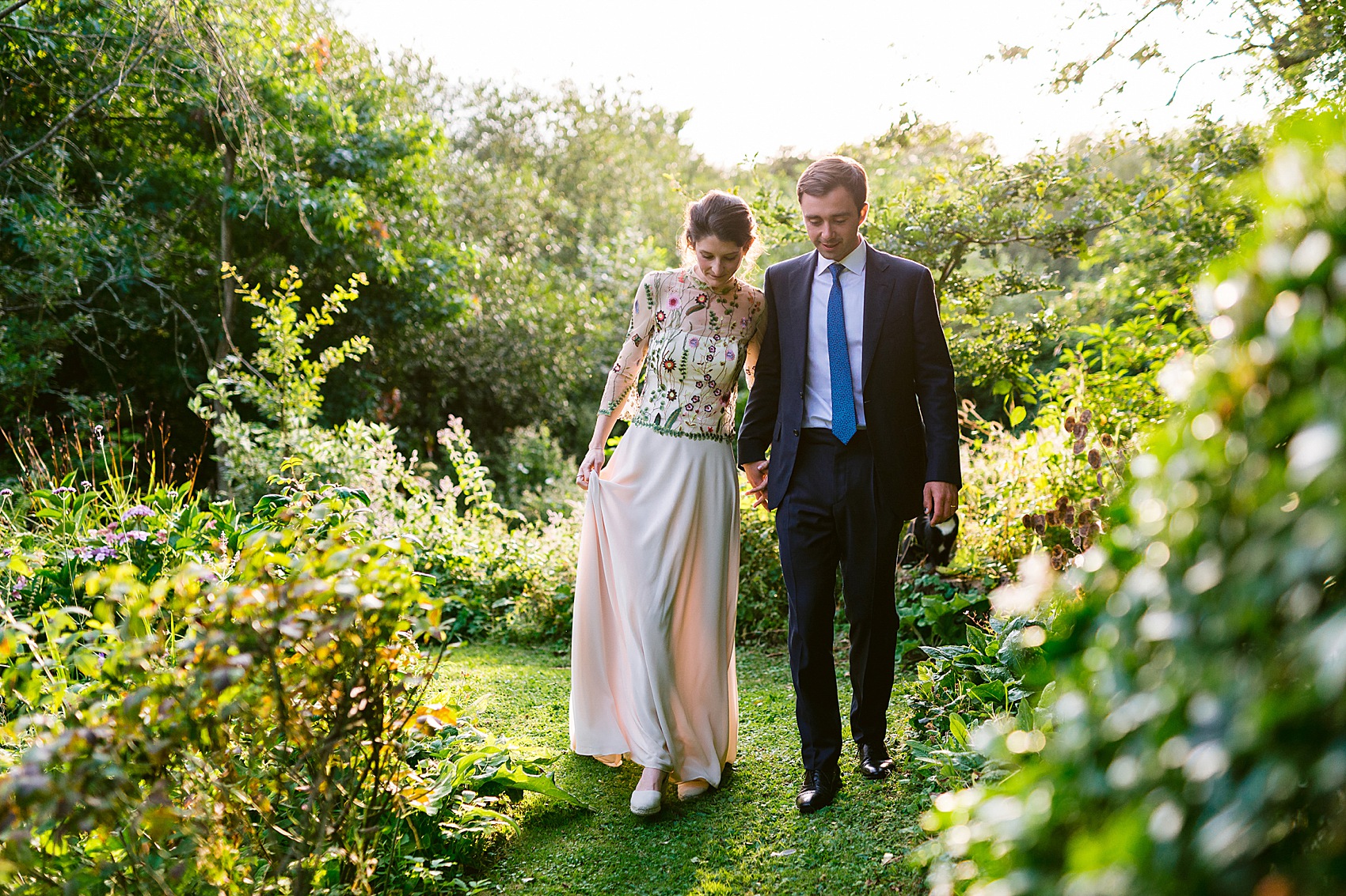 Floral dress marquee wedding Wiltshire 55