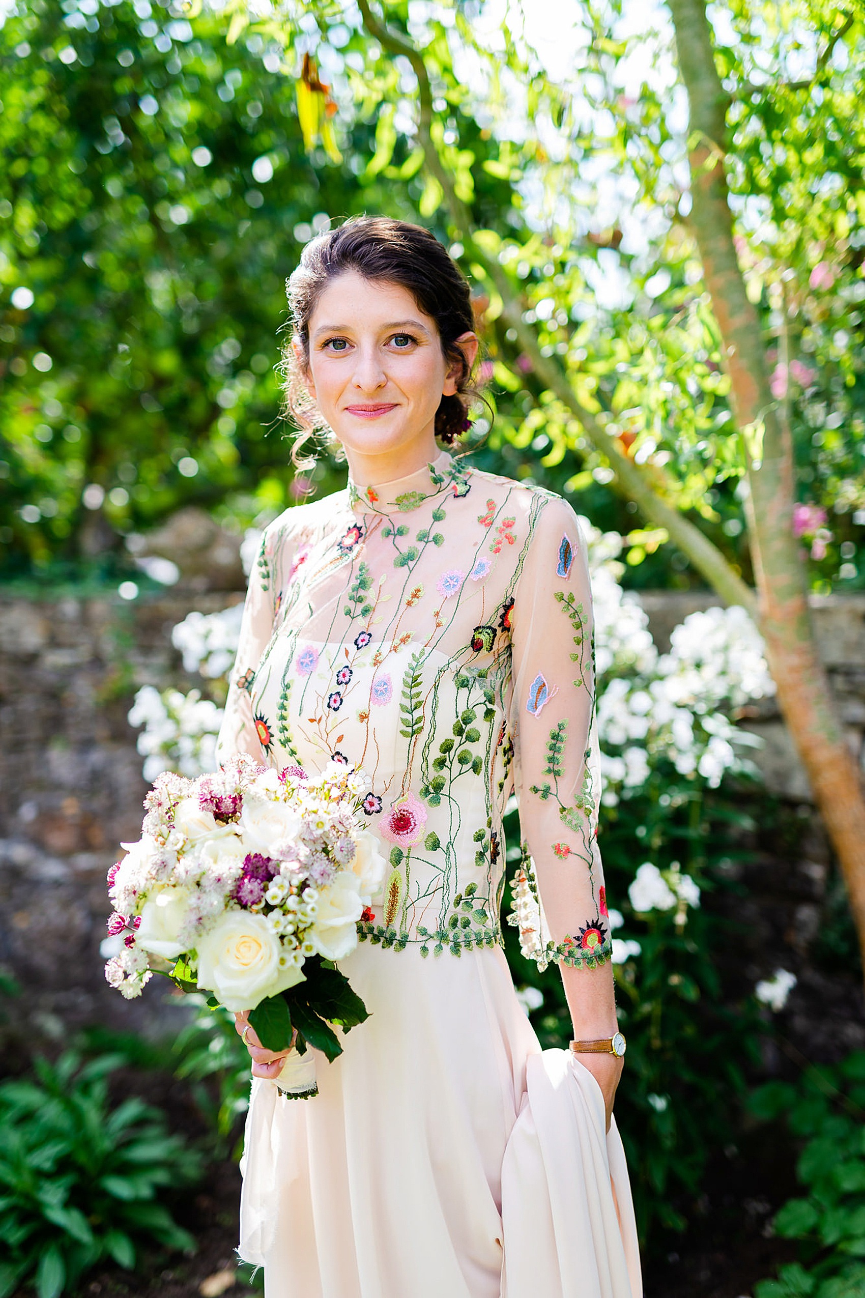 Floral dress marquee wedding Wiltshire 7