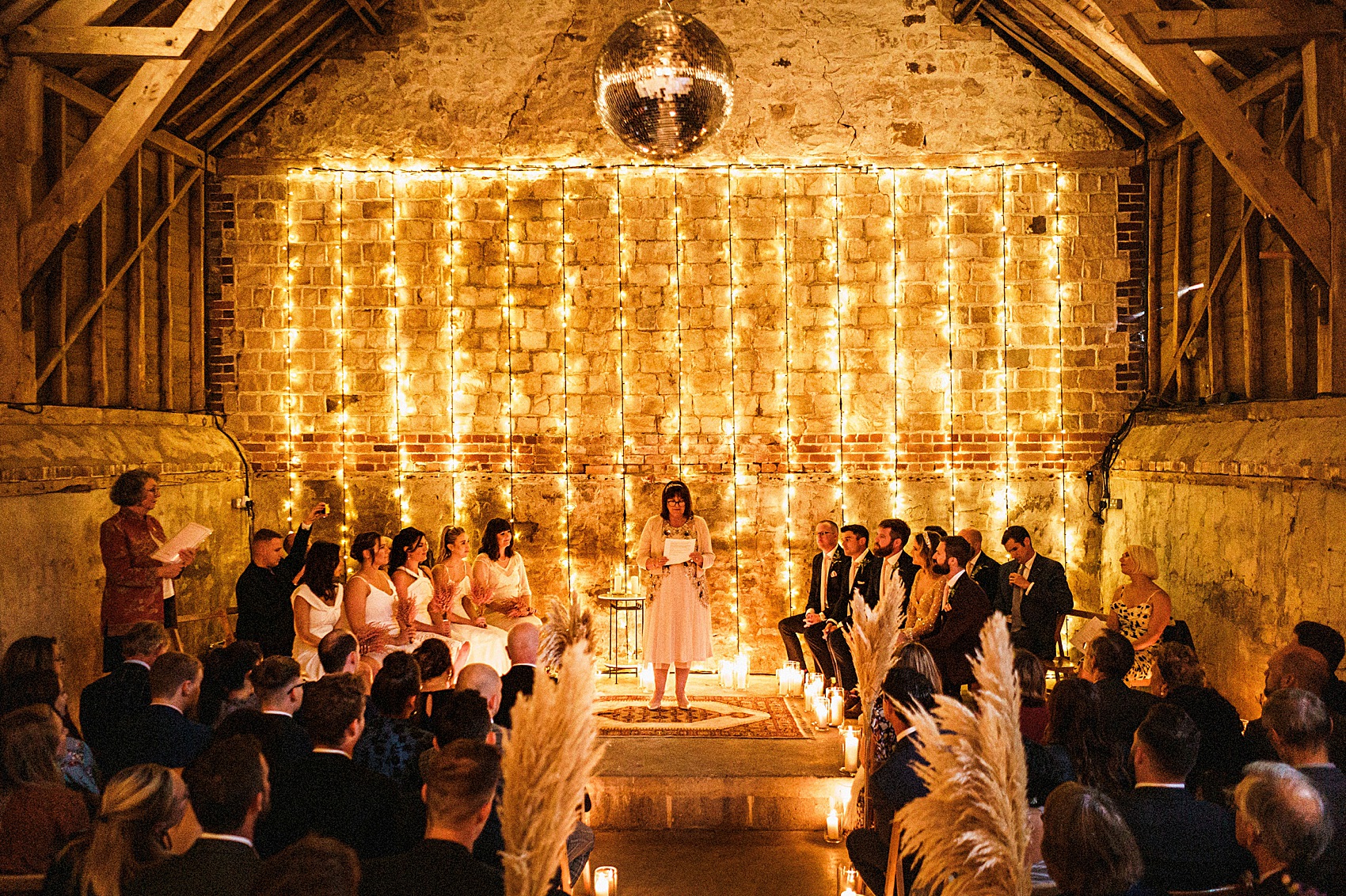 A September Barn Wedding With Lots of Festoon & Fairylights for a Creative Bride in a Gold Sequin Dress 19 Creative September Barn Wedding Gold Sequin Dress 19
