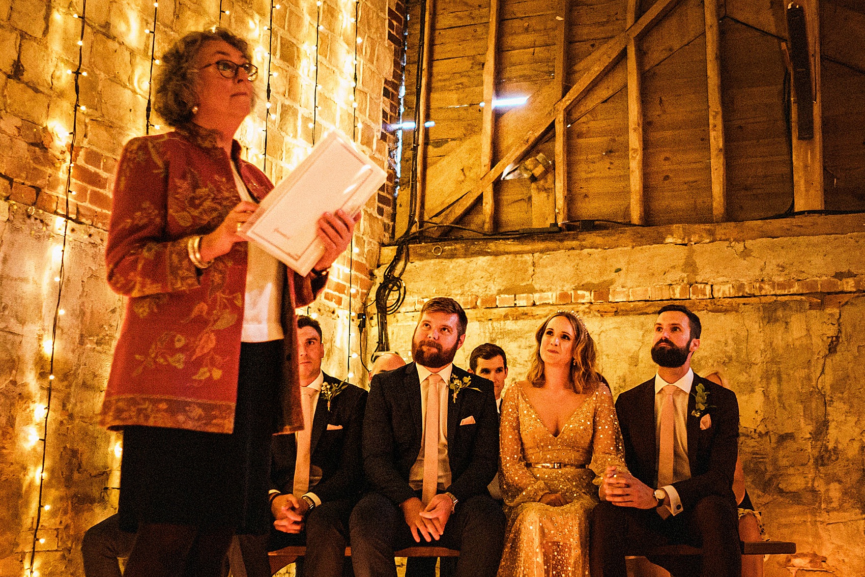A September Barn Wedding With Lots of Festoon & Fairylights for a Creative Bride in a Gold Sequin Dress 21 Creative September Barn Wedding Gold Sequin Dress 21