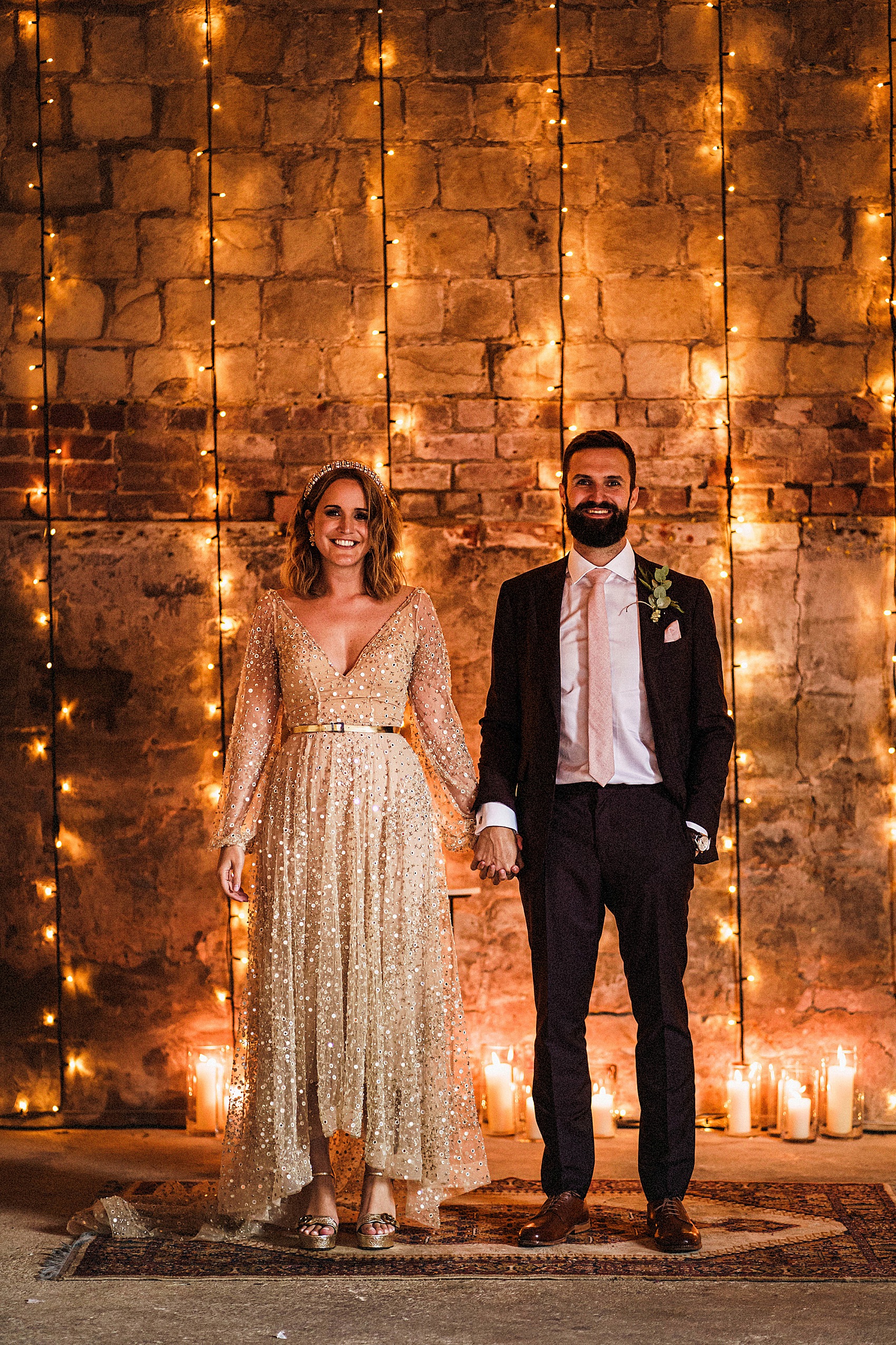 A September Barn Wedding With Lots of Festoon & Fairylights for a Creative Bride in a Gold Sequin Dress 2 Creative September Barn Wedding Gold Sequin Dress 41