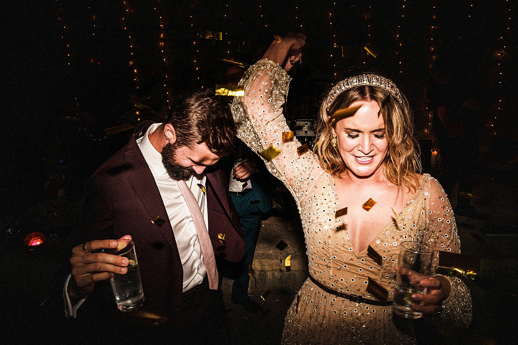 A September Barn Wedding With Lots of Festoon & Fairylights for a Creative Bride in a Gold Sequin Dress 44 Creative September Barn Wedding Gold Sequin Dress 49