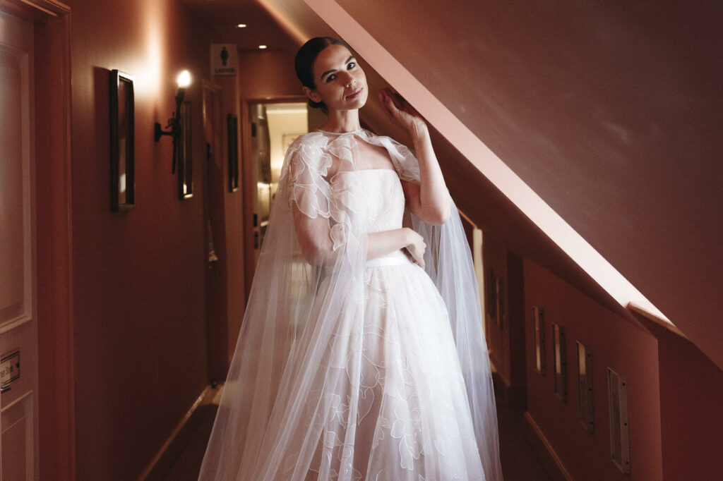 Katya Katya London modern romantic wedding dress & cape