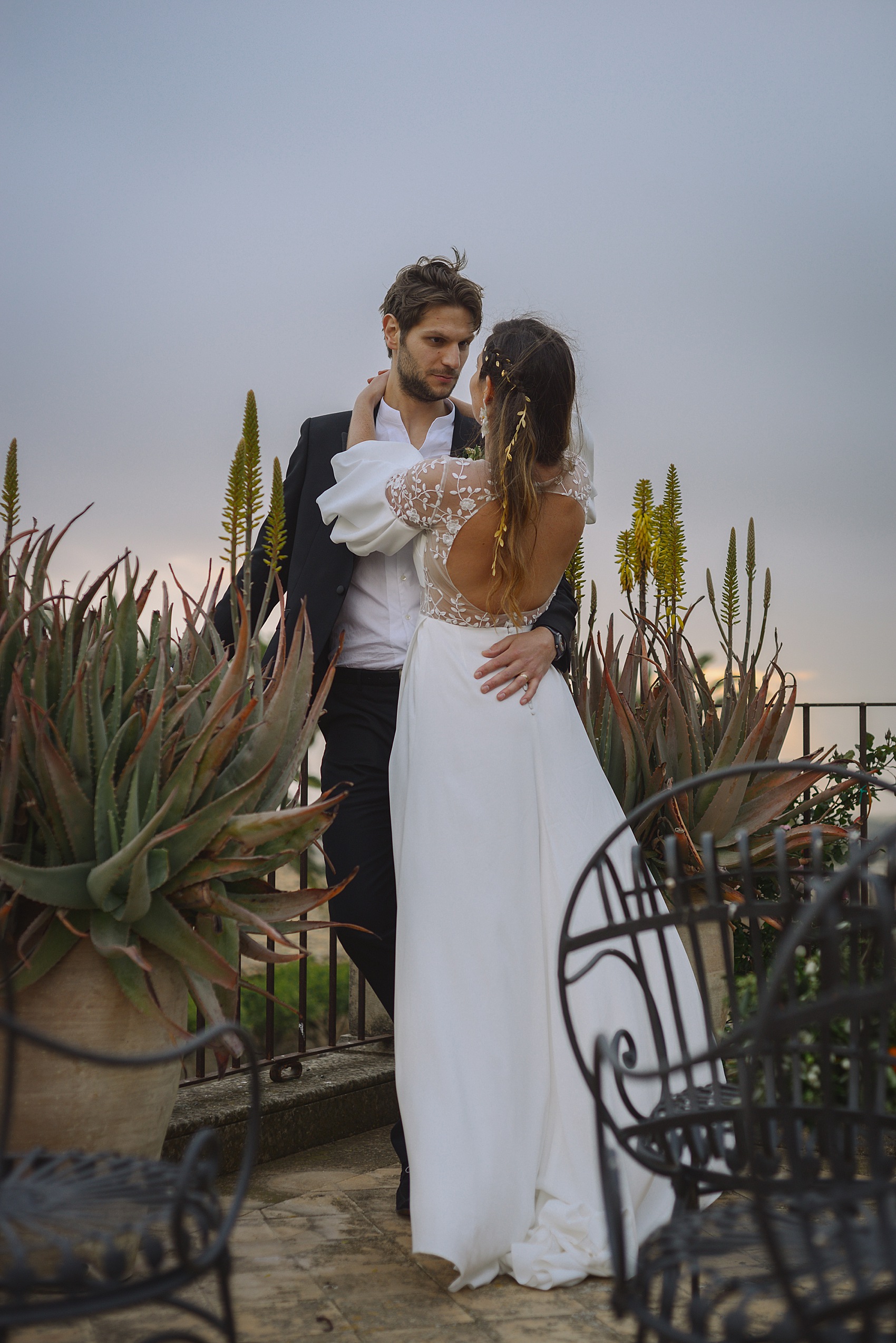 A Sunny Sicilian Wedding with a Bride in a Backless Rime Arodaky Dress With Statement Sleeves Gold Disco Platform Heels Love My Dress UK Wedding Blog Podcast Directory Shop