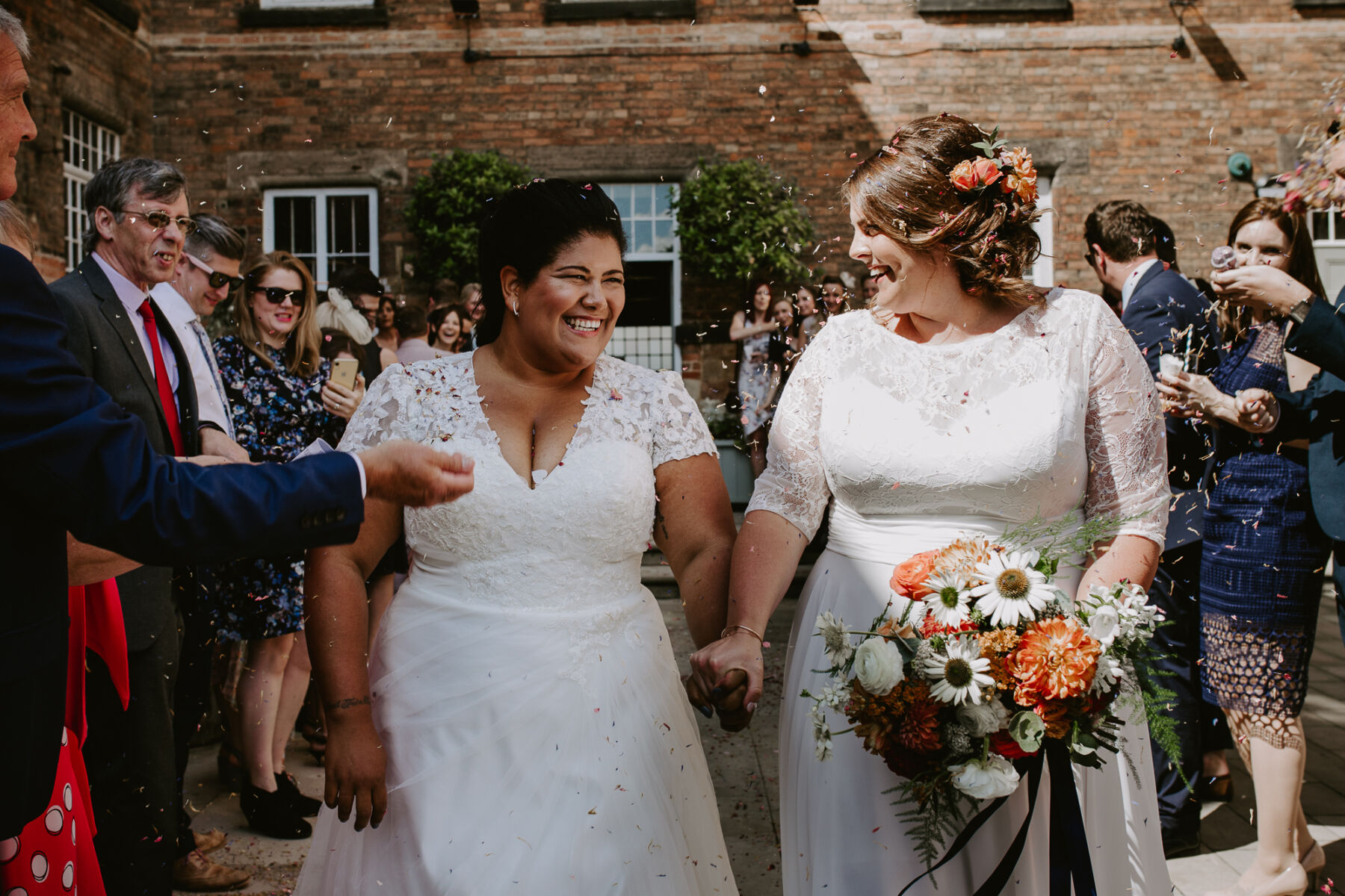 Two Brides and their Cool, Industrial Inspired Wedding in Colours of Copper and Blue at The West Mill, Derbyshire Love My Dress® UK Wedding Blog and Wedding Directory pic image