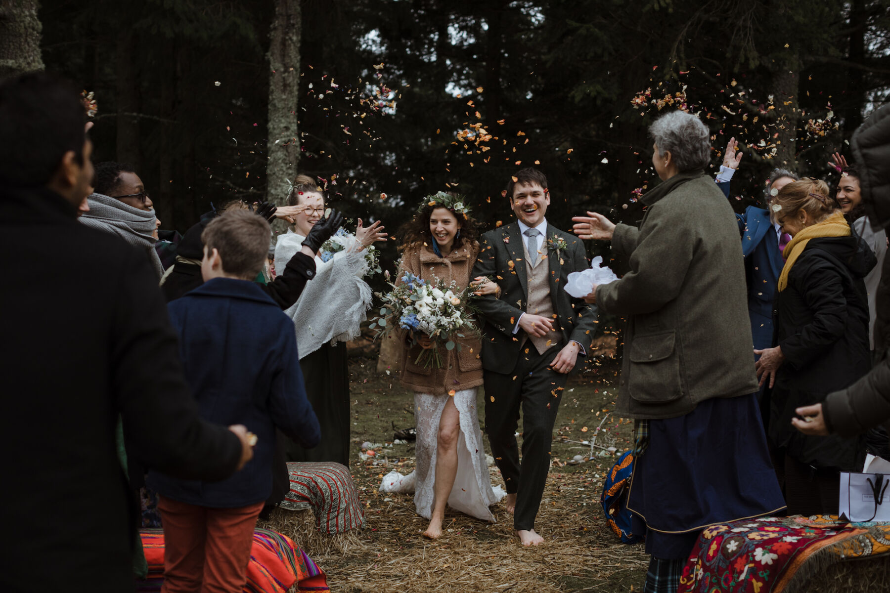 On Wild & Natural Outdoor Wedding at the Cardney Steading Estate in Scotland for a Barefoot Bride and her Lacey Rosa Clara Dress 8 67 Wild natural outdoor wedding Scotland