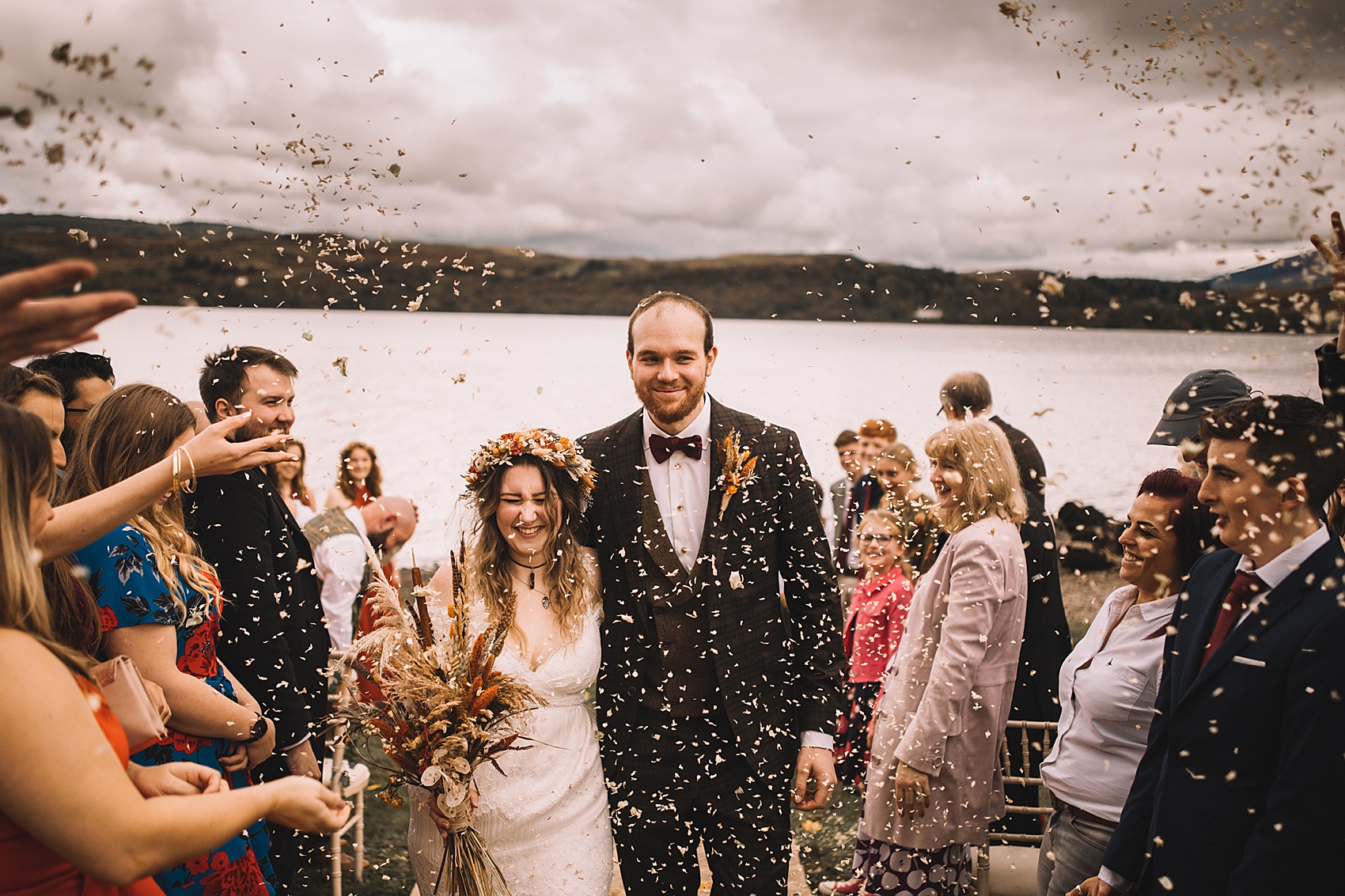 Atmostpheric Autumn Scottish Loch wedding 30