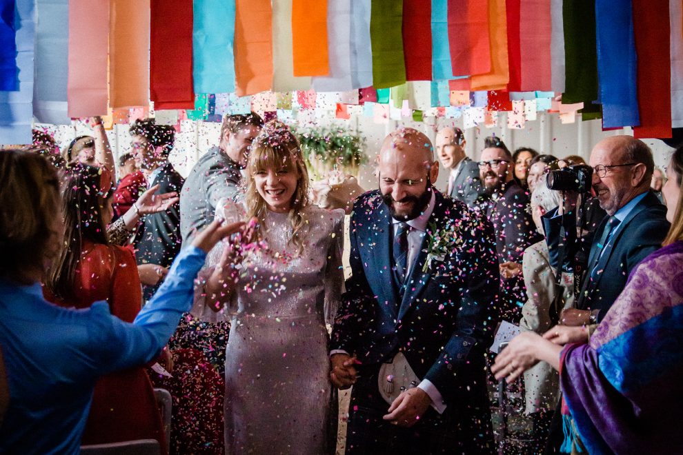 Colourful Confetti Vampires Wife Wedding Dress