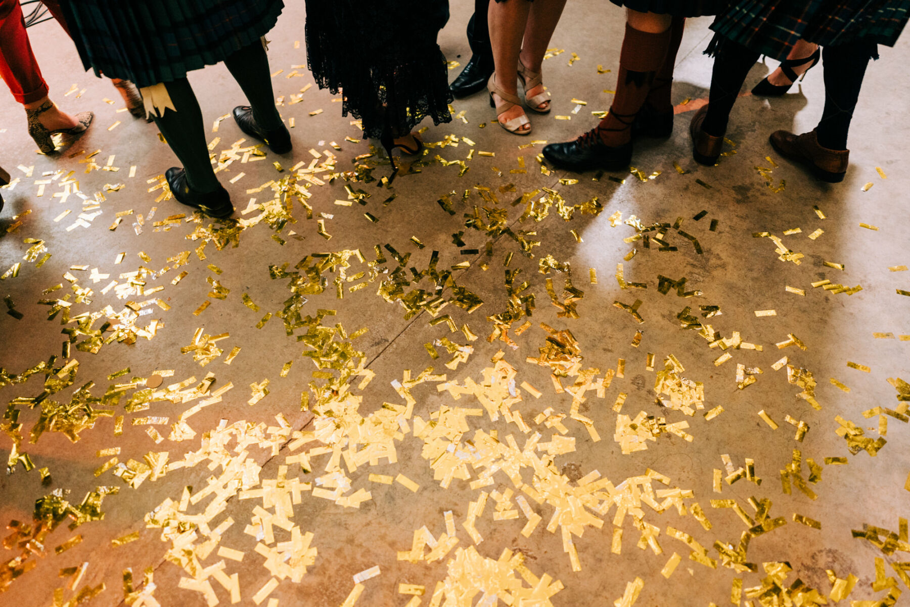 Gold confetti on the floor