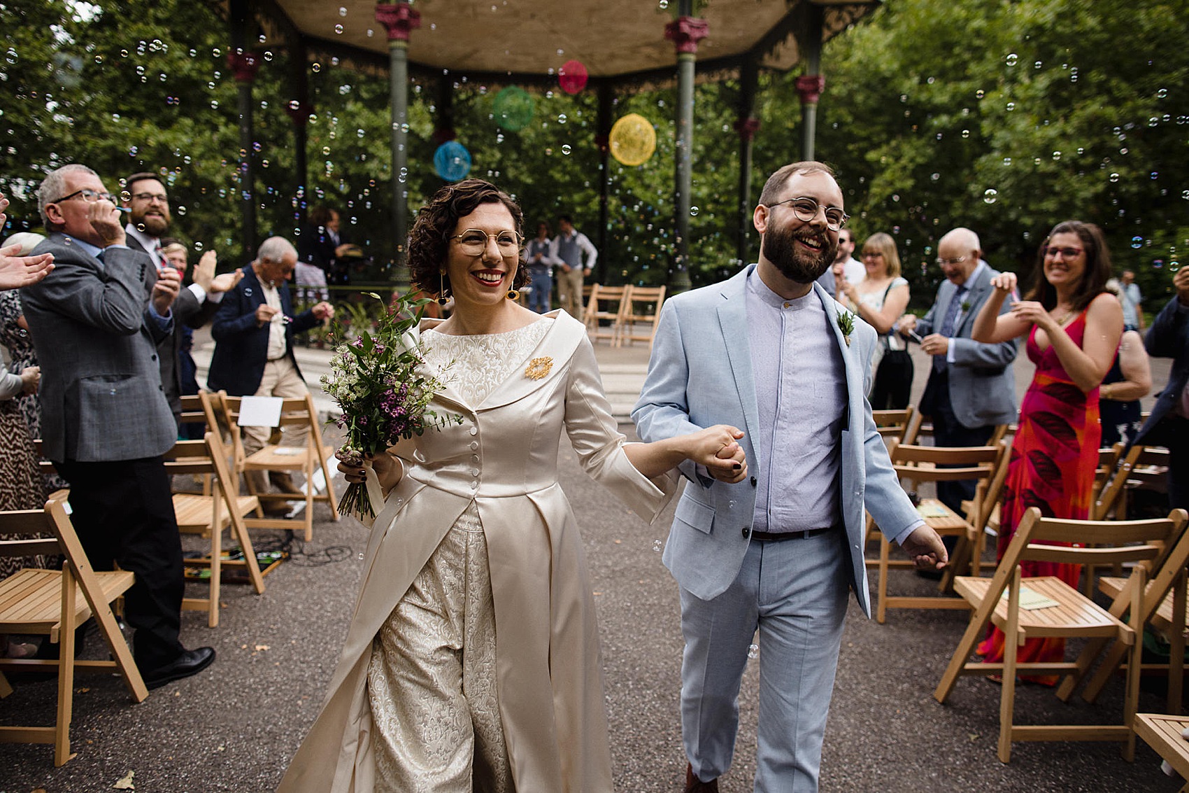 Bride in trousers Battersea Park Wedding 41