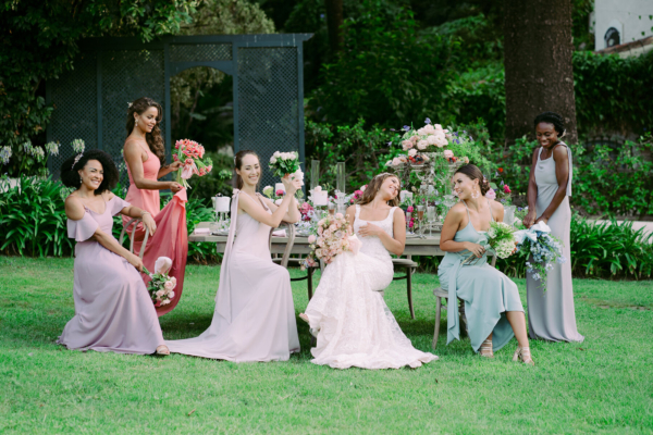 Playful Modern Bridesmaids Dresses in Pretty Pastel Shades, by ReWritten