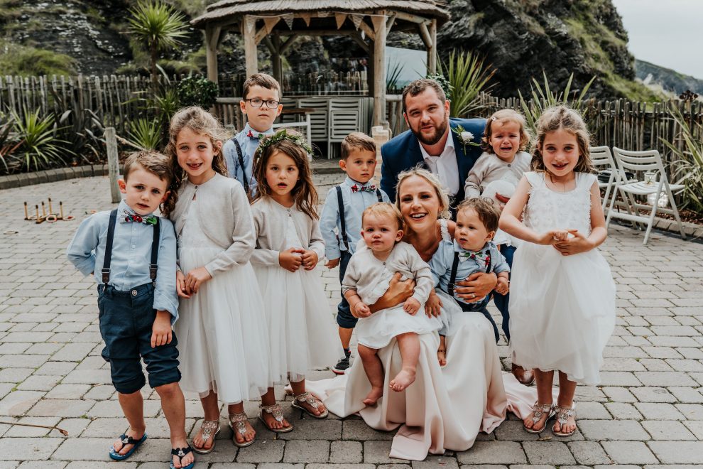 cute kids at tunnels beach wedding