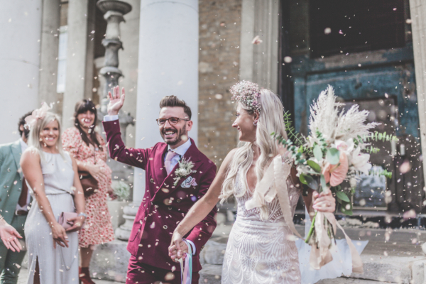 A Made with Love Dress for a Modern Romantic + Music Festival Inspired Wedding at the Asylum Chapel In Peckham