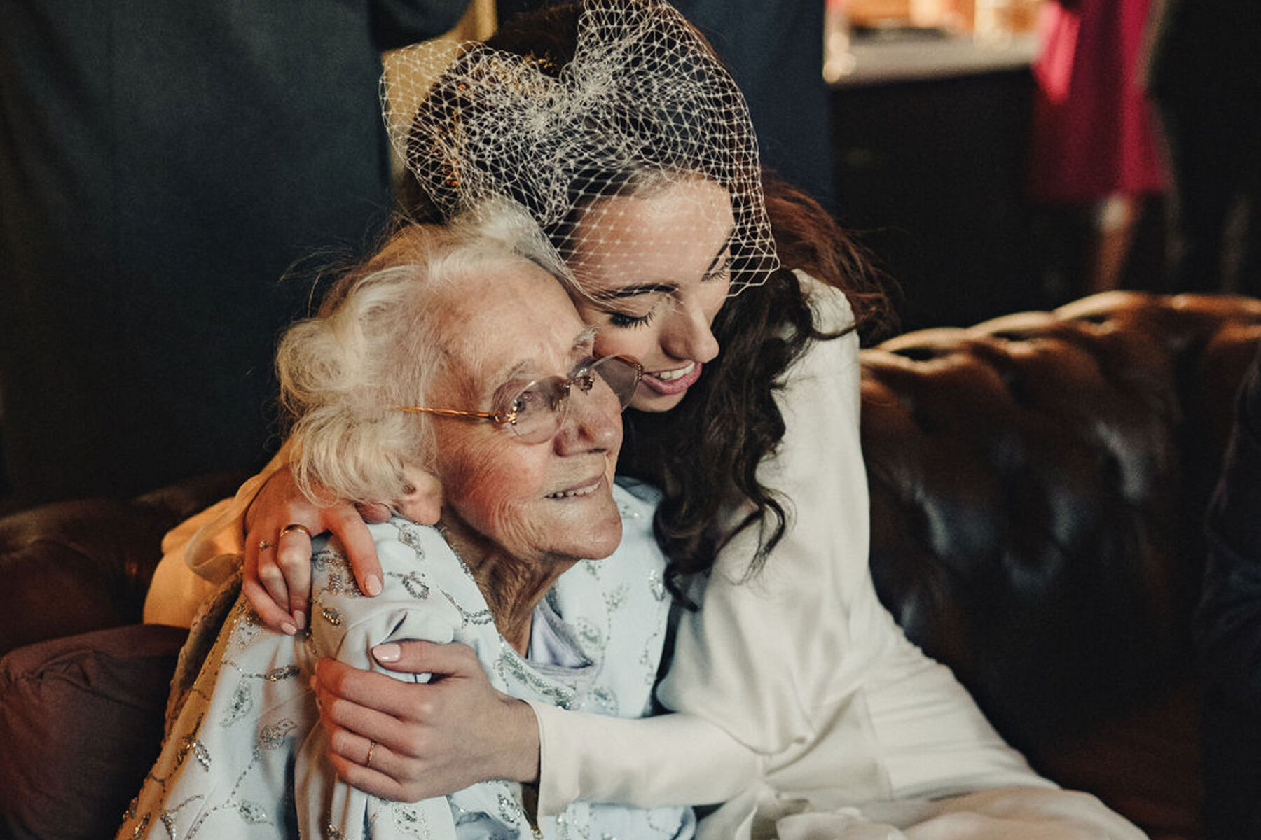 Bride Grandma hugging