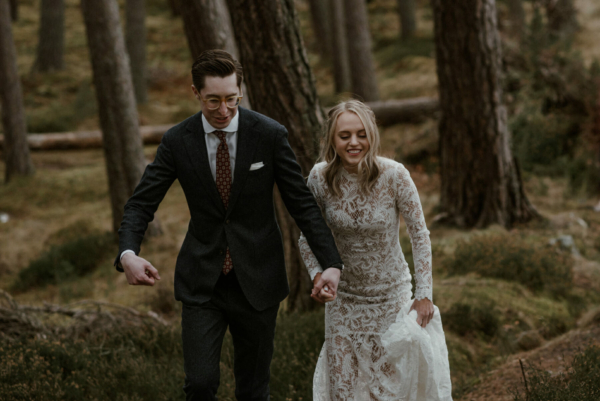 A Wild & Moody Scottish Winter Elopement at Killiehuntly Farmhouse for a Bride in Hiking Boots + a Willowby by Watters Dress