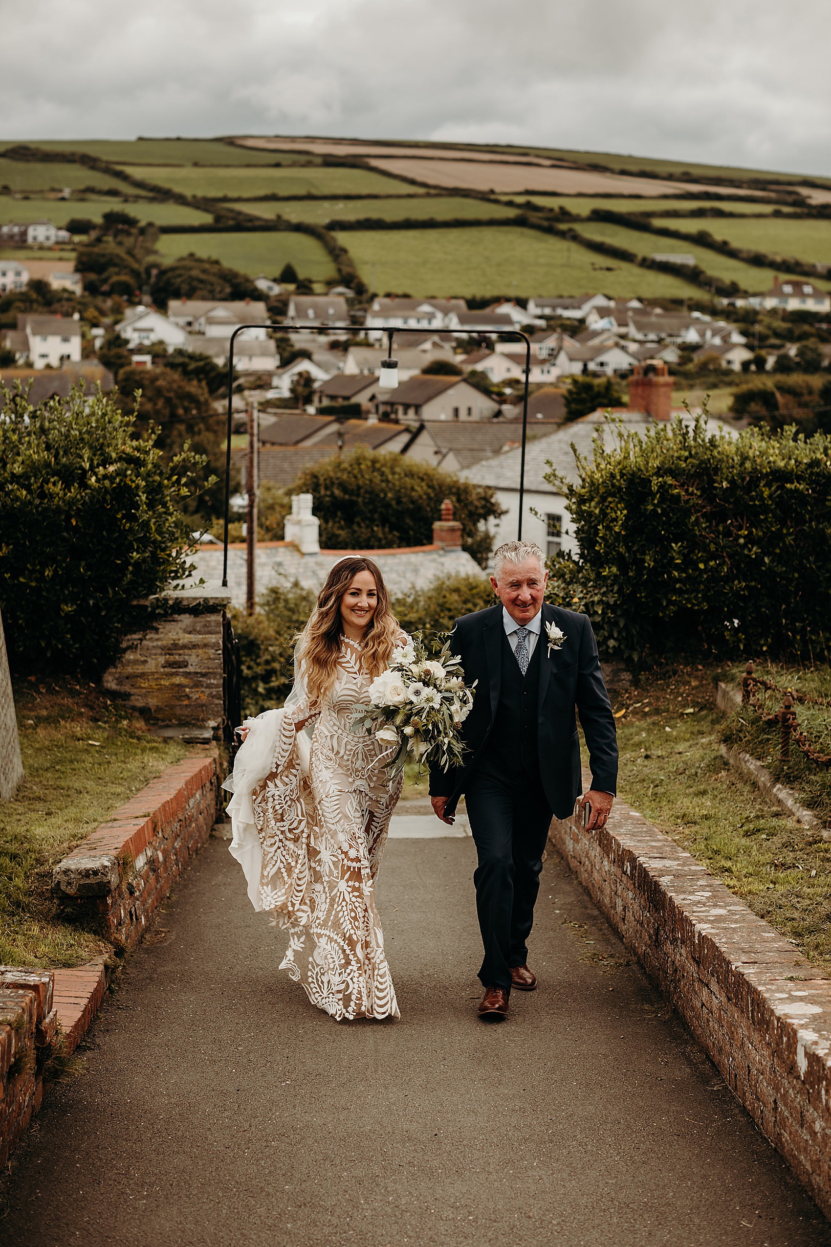 17 Wild windswept wedding Cornwall Rue de Seine bride