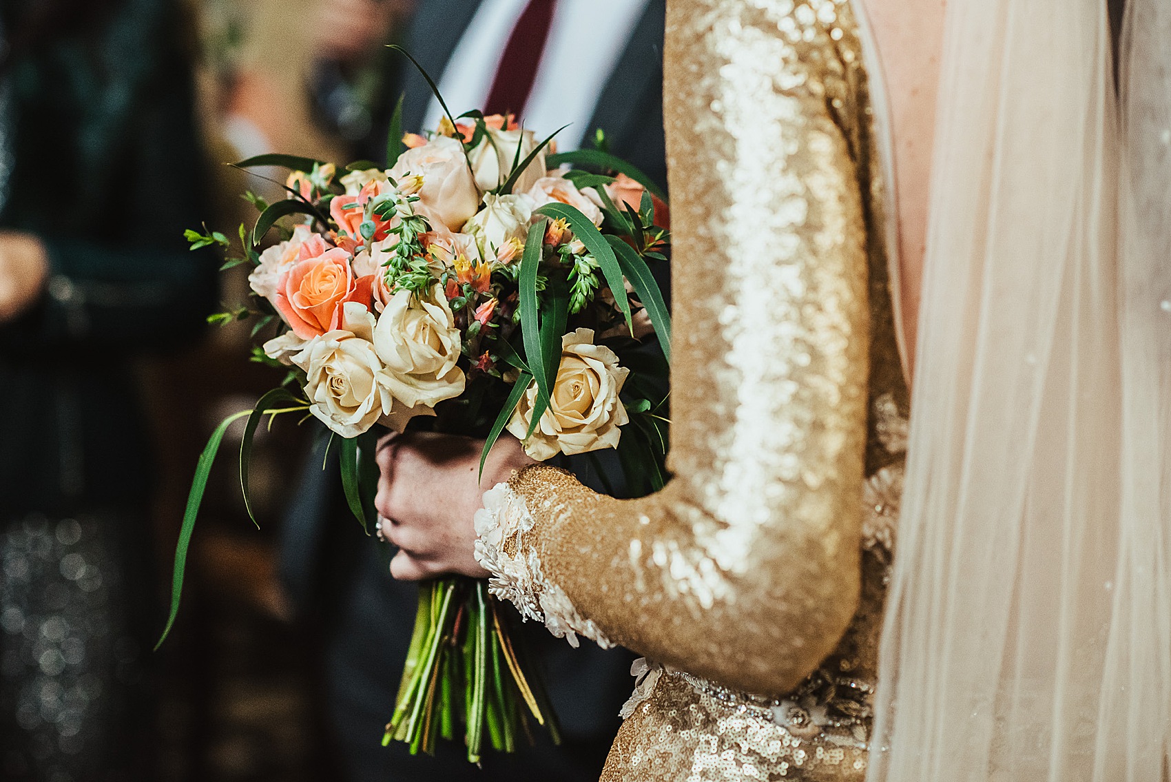 19 Gold Sequin Wedding Dress