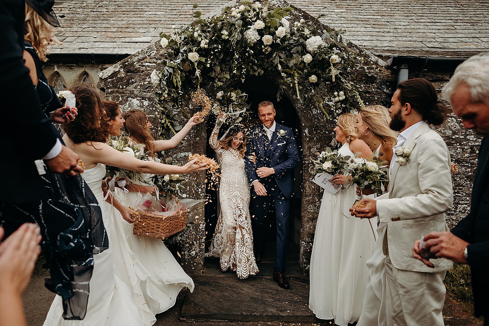 23 Wild windswept wedding Cornwall Rue de Seine bride