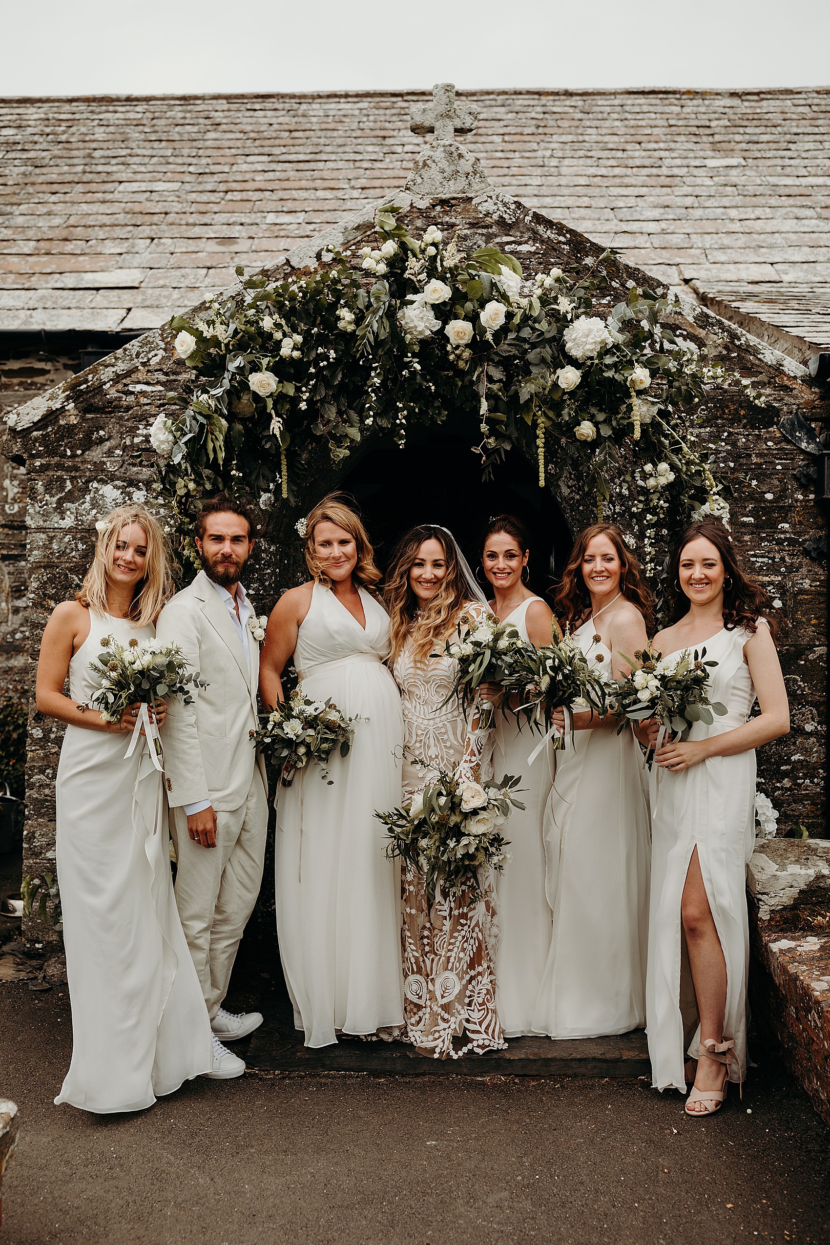 26 Wild windswept wedding Cornwall Rue de Seine bride