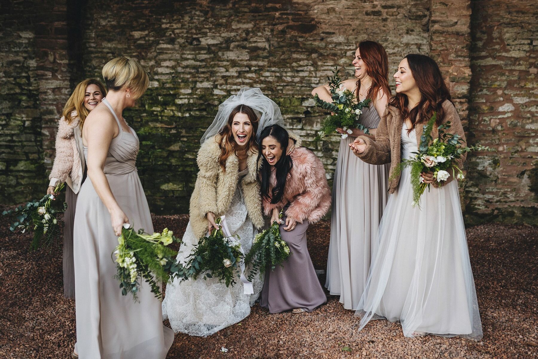 Bride Bridesmaids Laughing