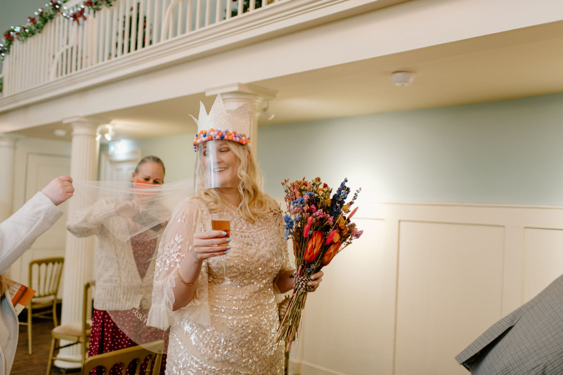 Bride in covid mask