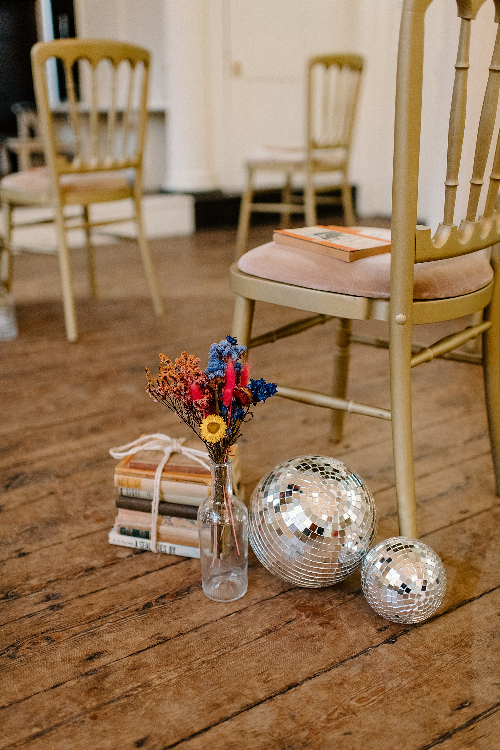 Wedding books and disco balls