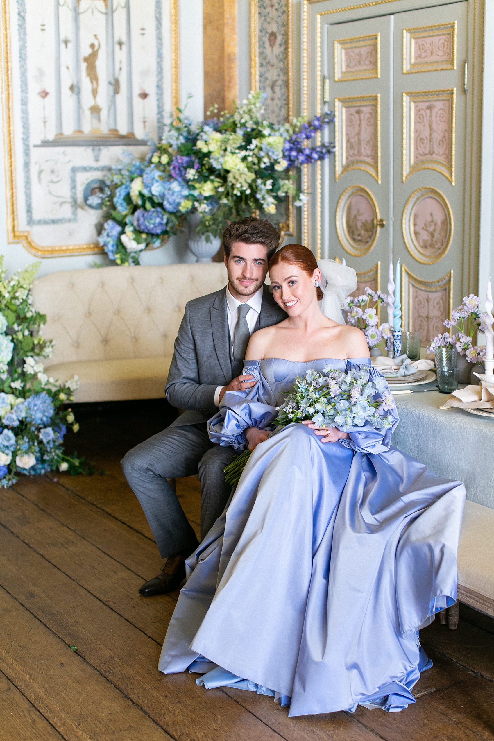 58 Bridgerton bride blue wedding dress regencey editorial