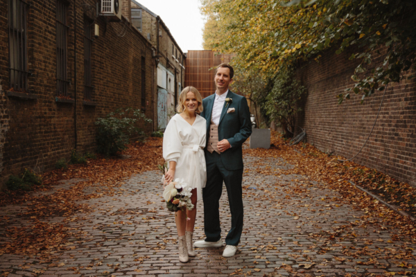 A Short Bon Bride Dress for a 70’s Disco Inspired Micro Wedding at the Hoxton Hotel in London