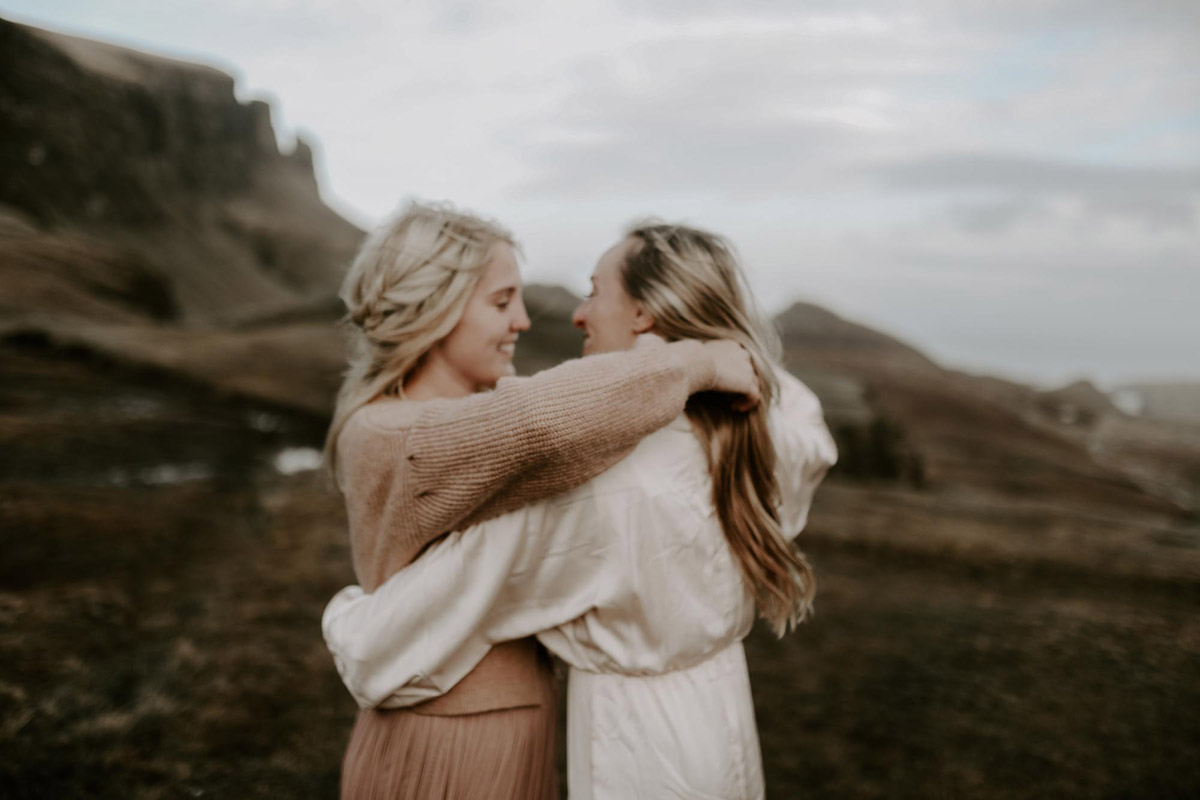 Mom and daughter outdoor lesbian adventure