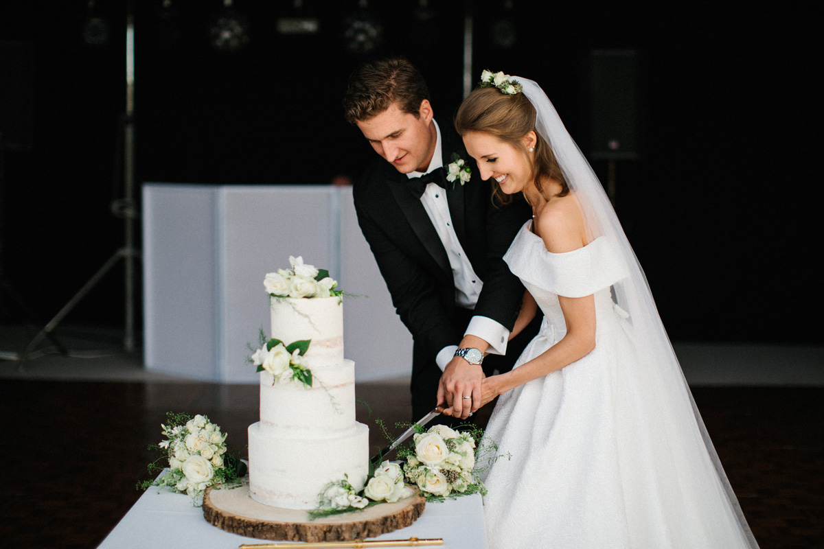 3 tier elegant white floral wedding cake