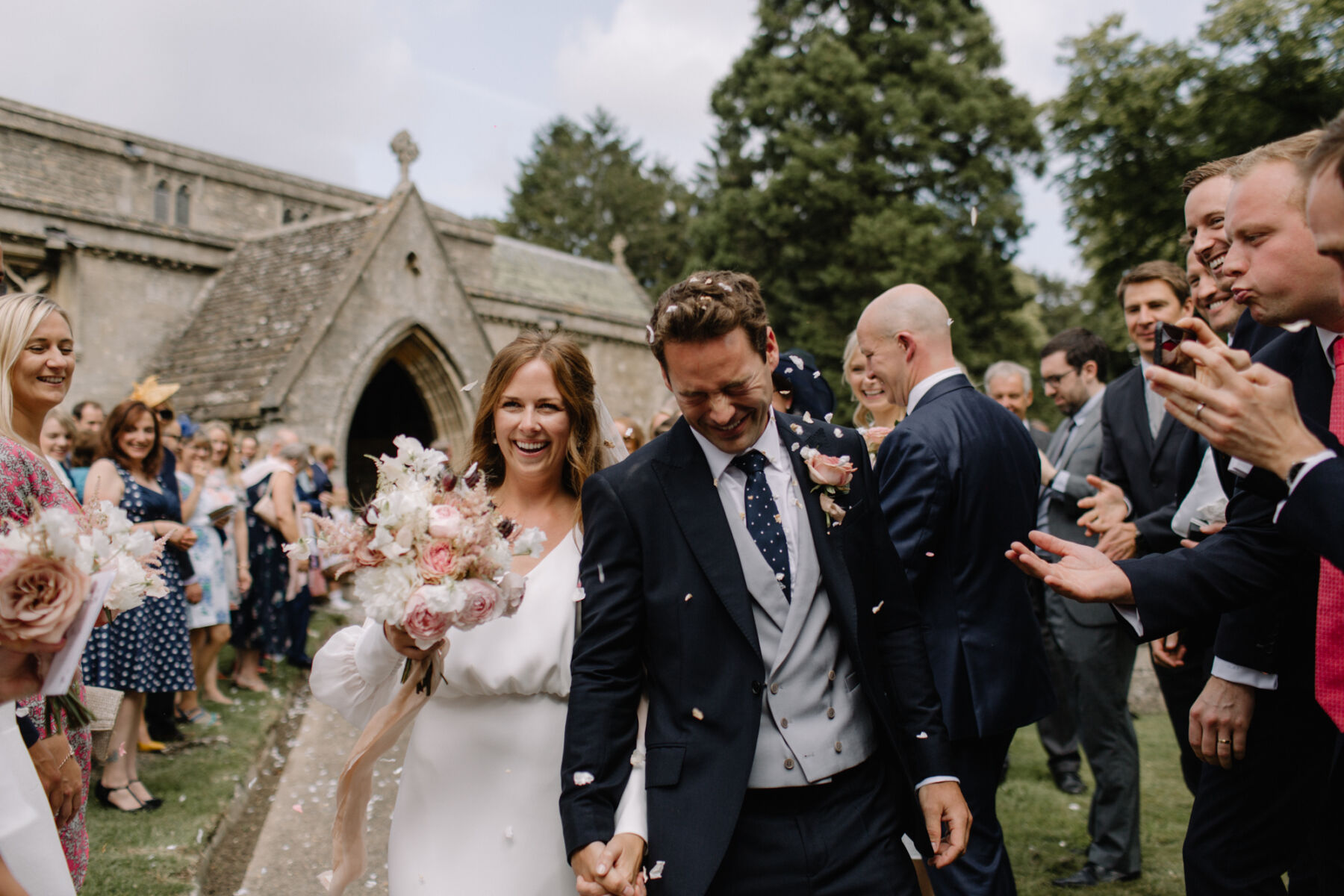 Confetti shot outside church