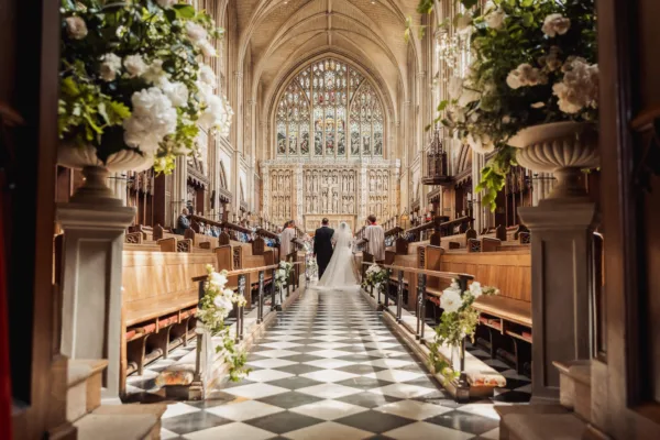 A spring wedding at Cheltenham College Chapel