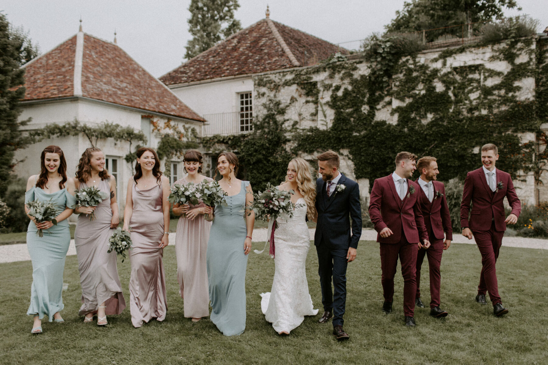 Bridesmaids in Pastel & Pronovias Glamour for a Chateau Wedding In Rural  France