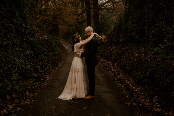 A Needle & Thread Gown For An Intimate & Atmospheric Autumn Wedding