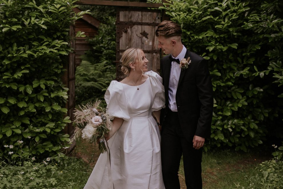 A Jesus Peiro Gown With Detachable Puff Sleeves for a Millbridge Court Garden Wedding 7 Puff sleeves Jesus Peiro dress 1